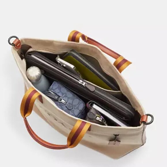 Coach Tote 38 Camo Print Large Canvas Tote Leather Carry-All Shoulder Bag CL396 - Picture 8 of 9